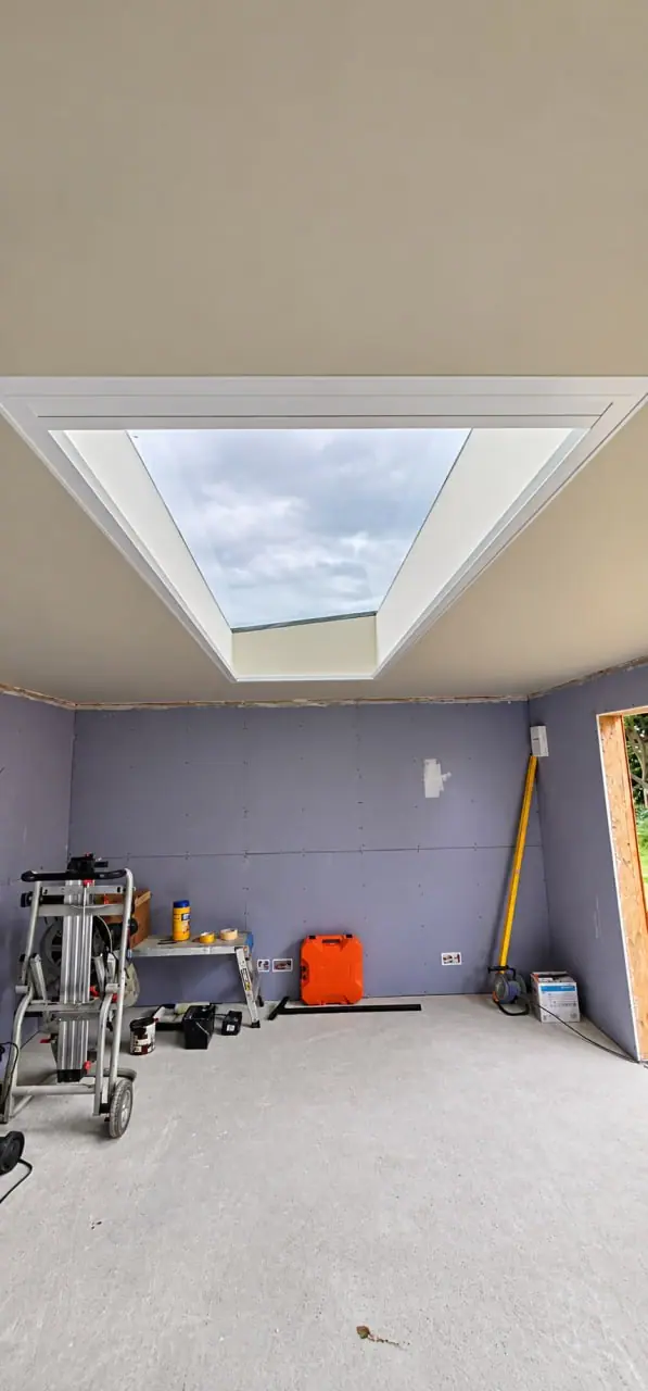 Rooflight and interior during construction