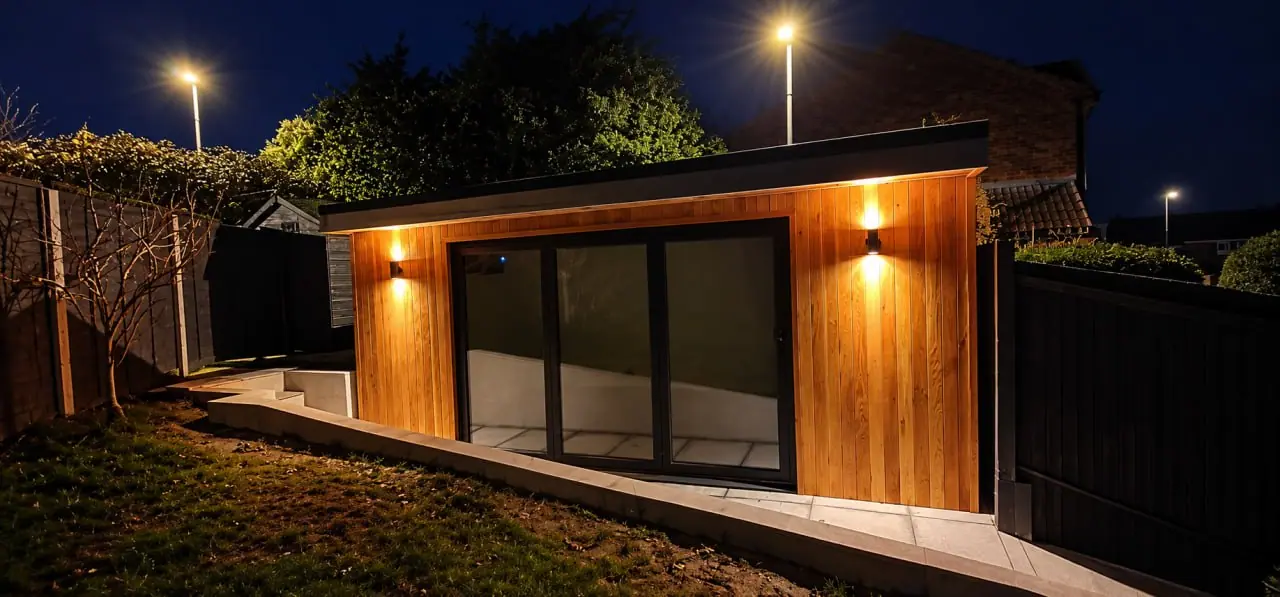 Illuminated Garden Room at Dusk