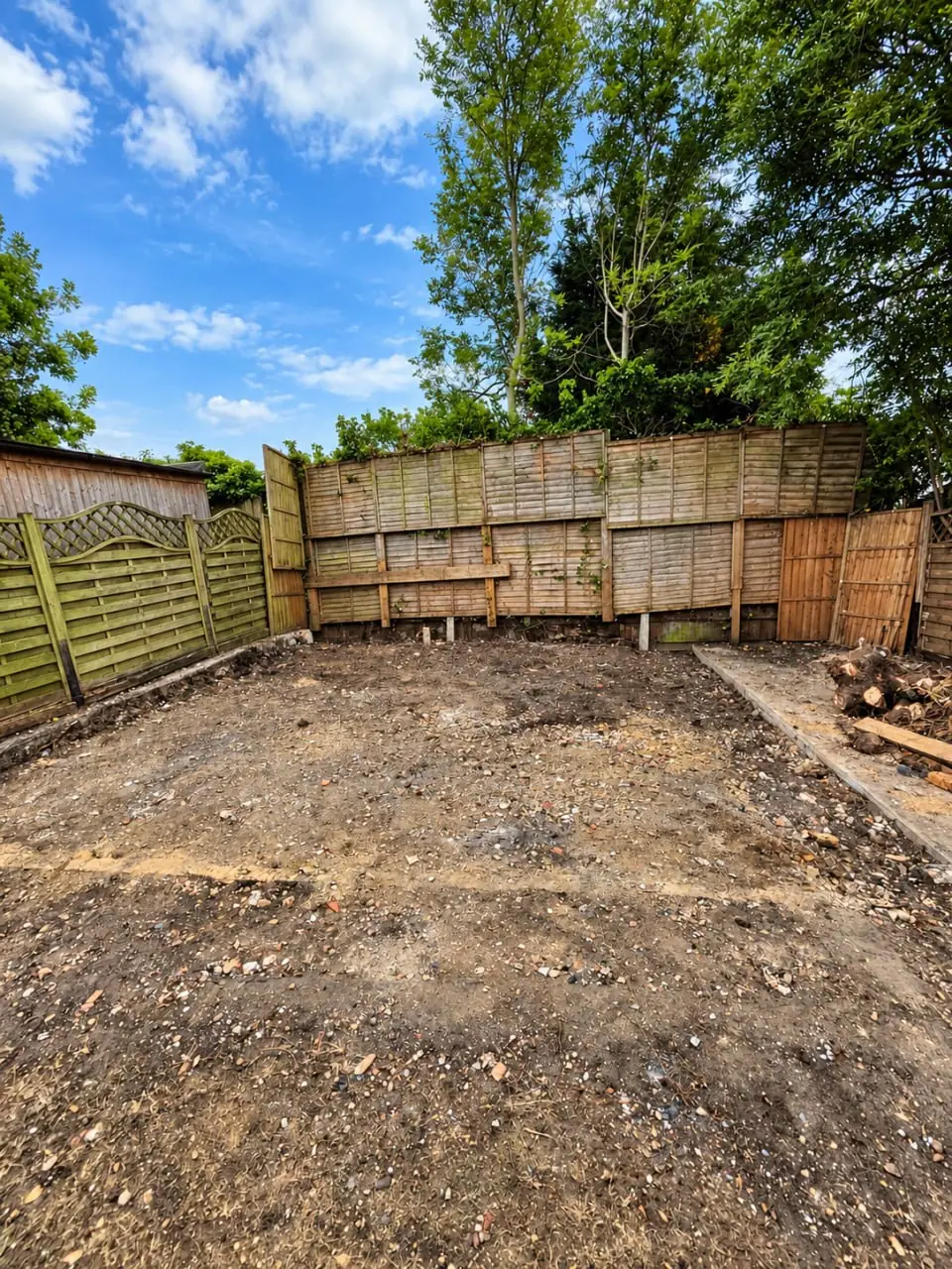 Before — the cleared site before the build