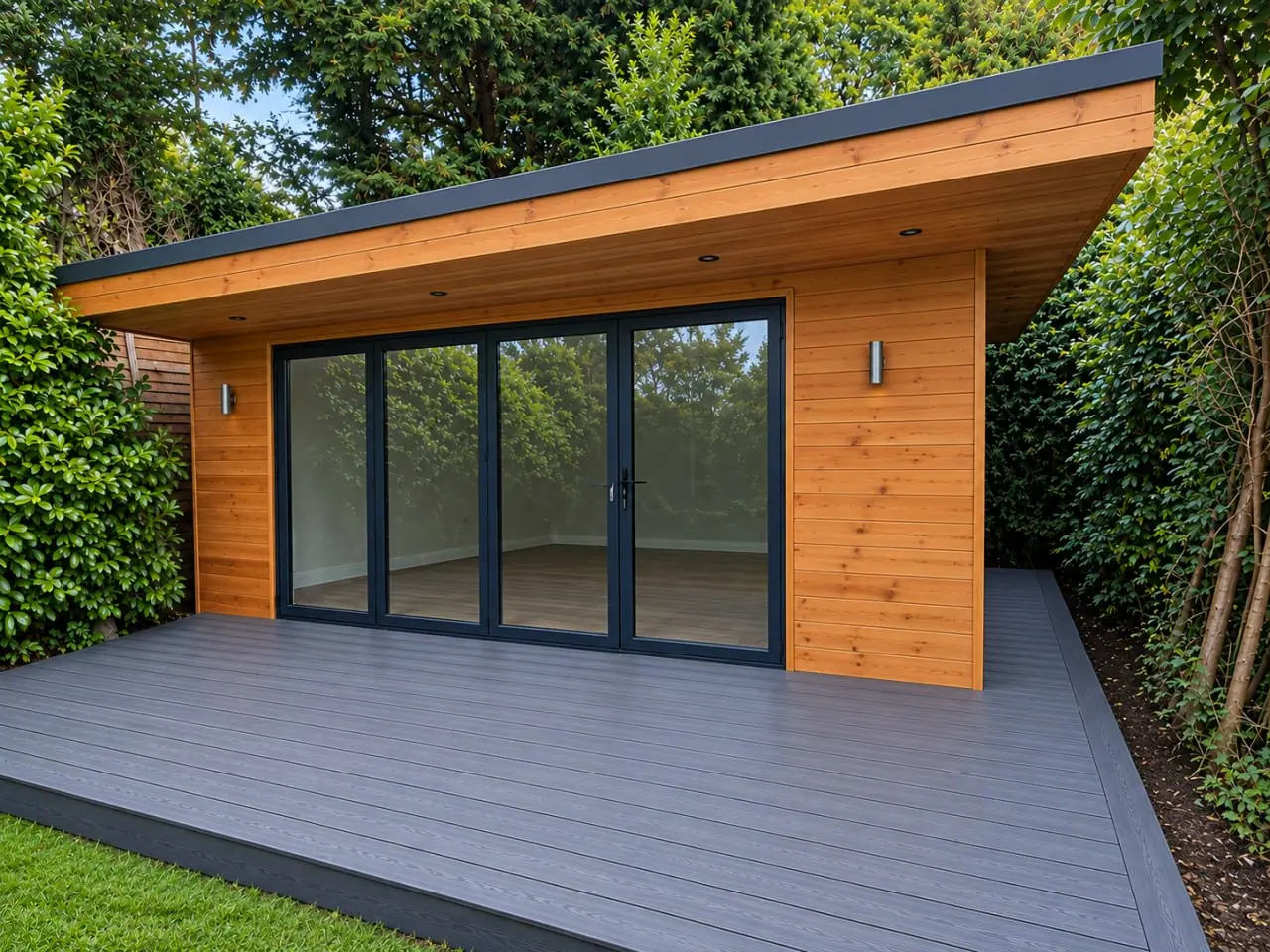 Cedar garden room and deck