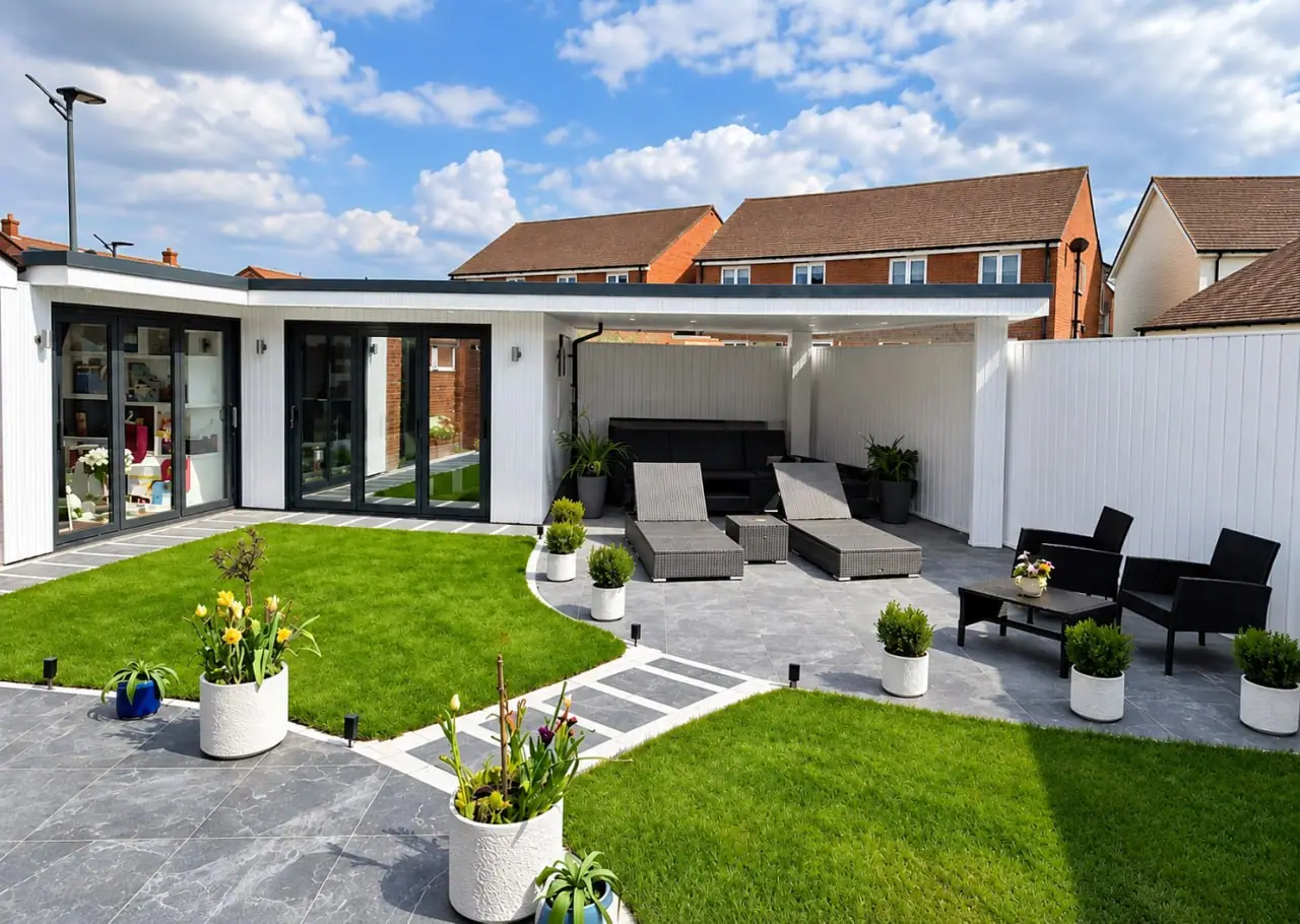 Garden room and landscaped setting