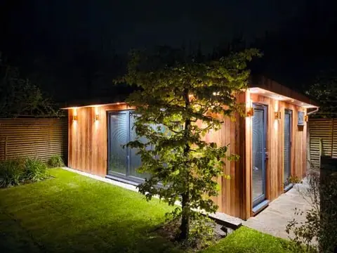 Garden Room Illuminated at Night